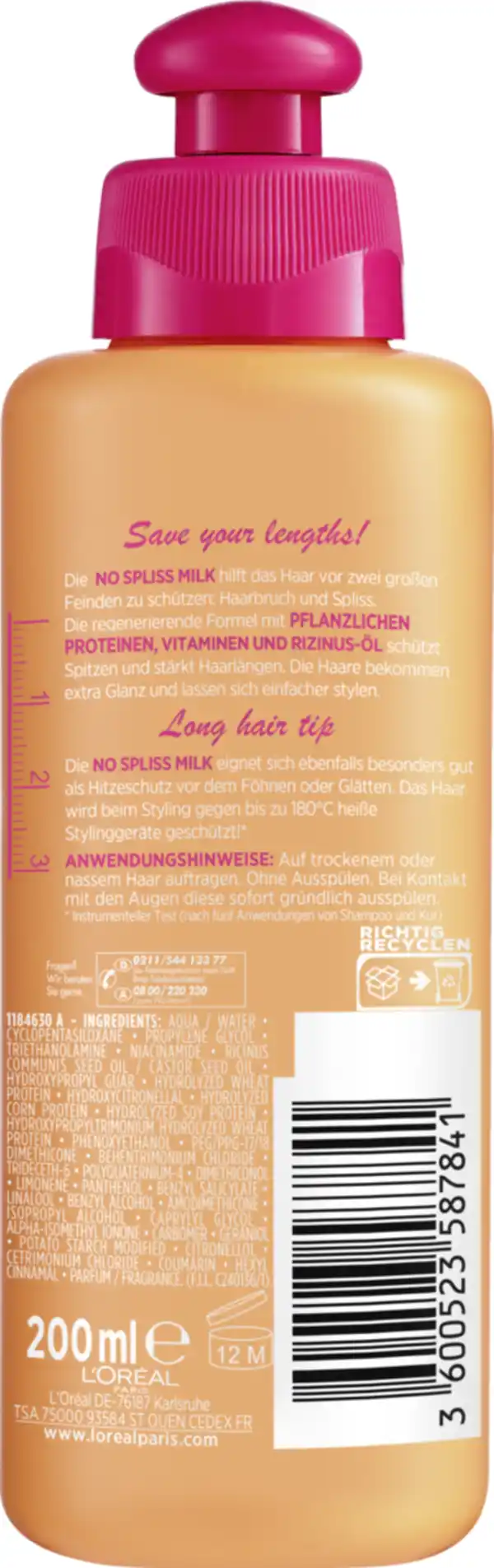 Bild 2 von L’Oréal Paris Elvital Dream Length No Spliss Milk, 200 ml