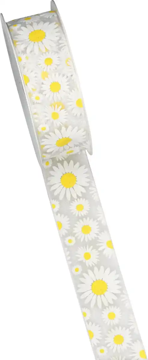 Bild 2 von DEKOWELT Geschenkband Margeriten, 3 m