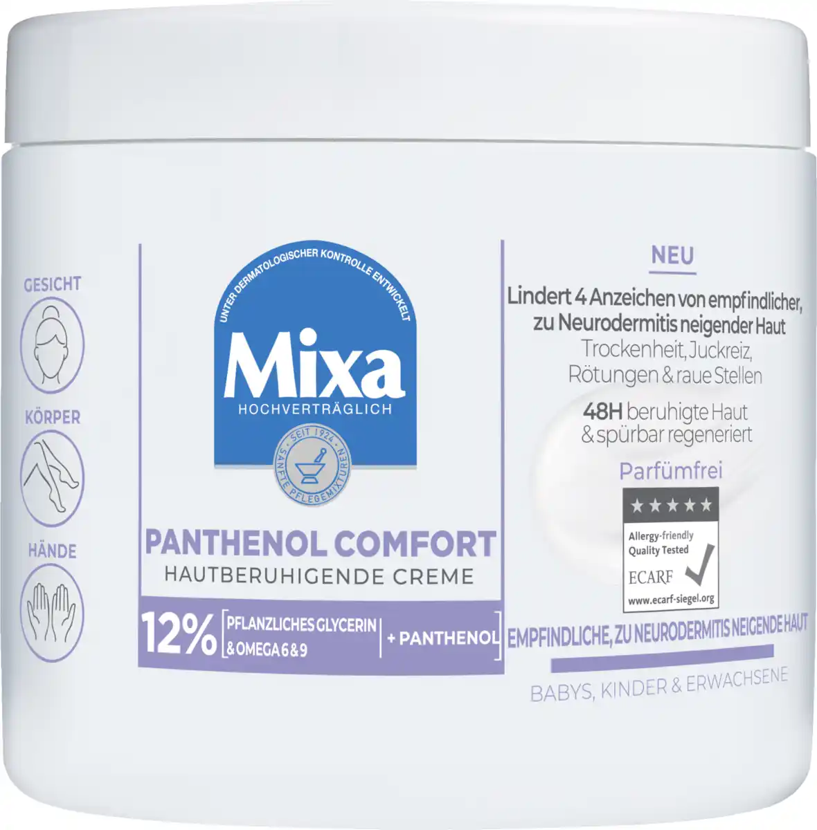 Bild 1 von Mixa Pflegecreme Panthenol Comfort Hautberuhigend Empfindliche Haut, 400 ml