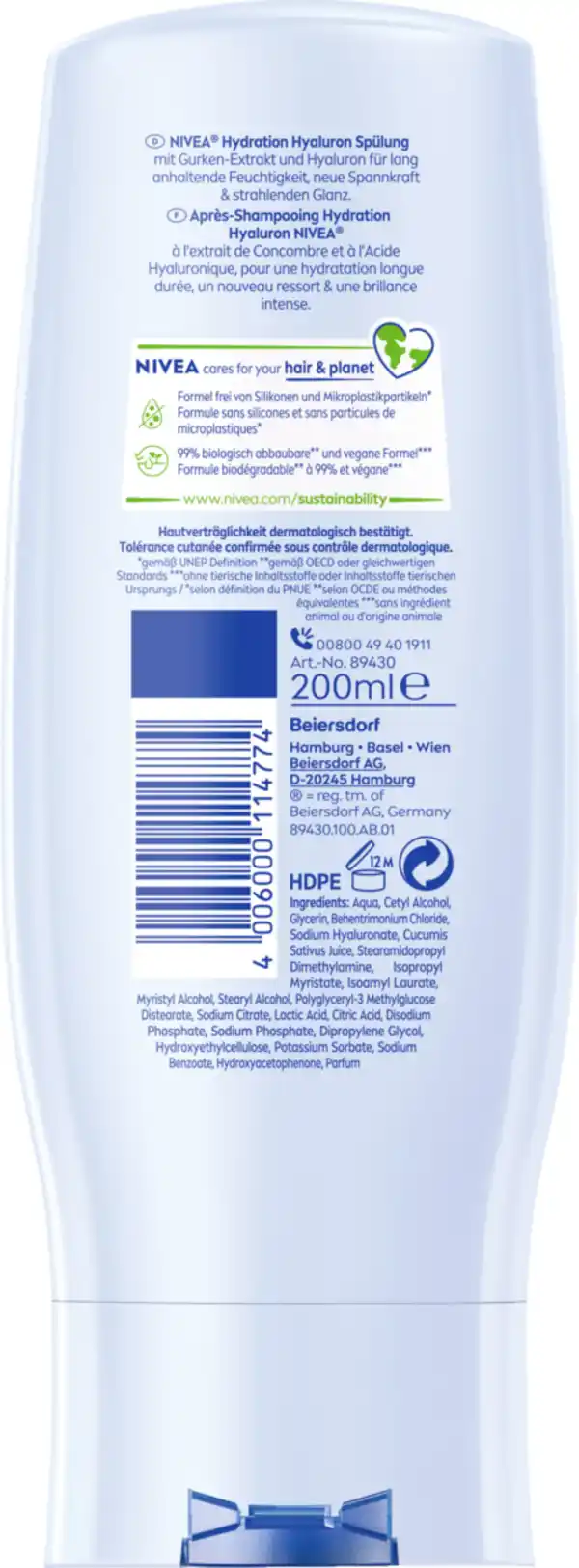 Bild 2 von NIVEA Hydration Hyaluron Feuchtigkeits-Spülung, 200 ml