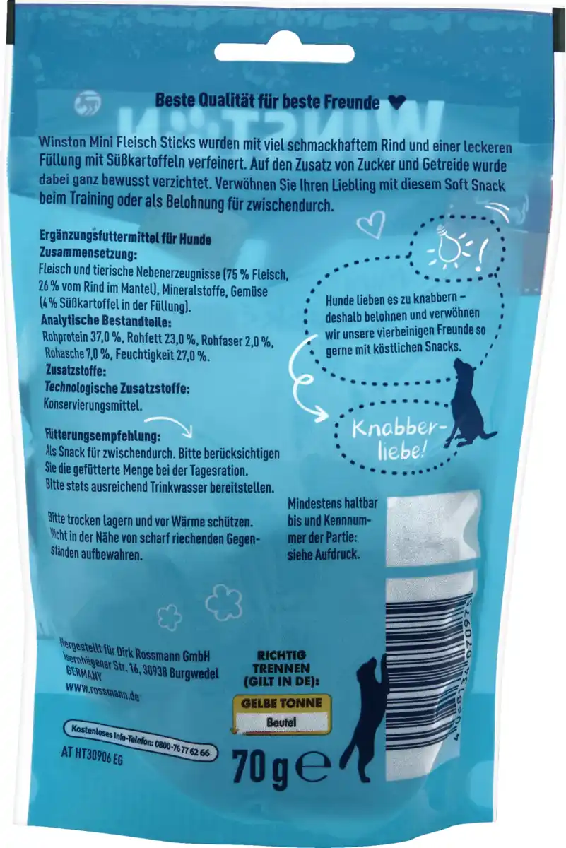 Bild 2 von Winston Mini Fleischsticks Rind & Süßkartoffeln, 70 g