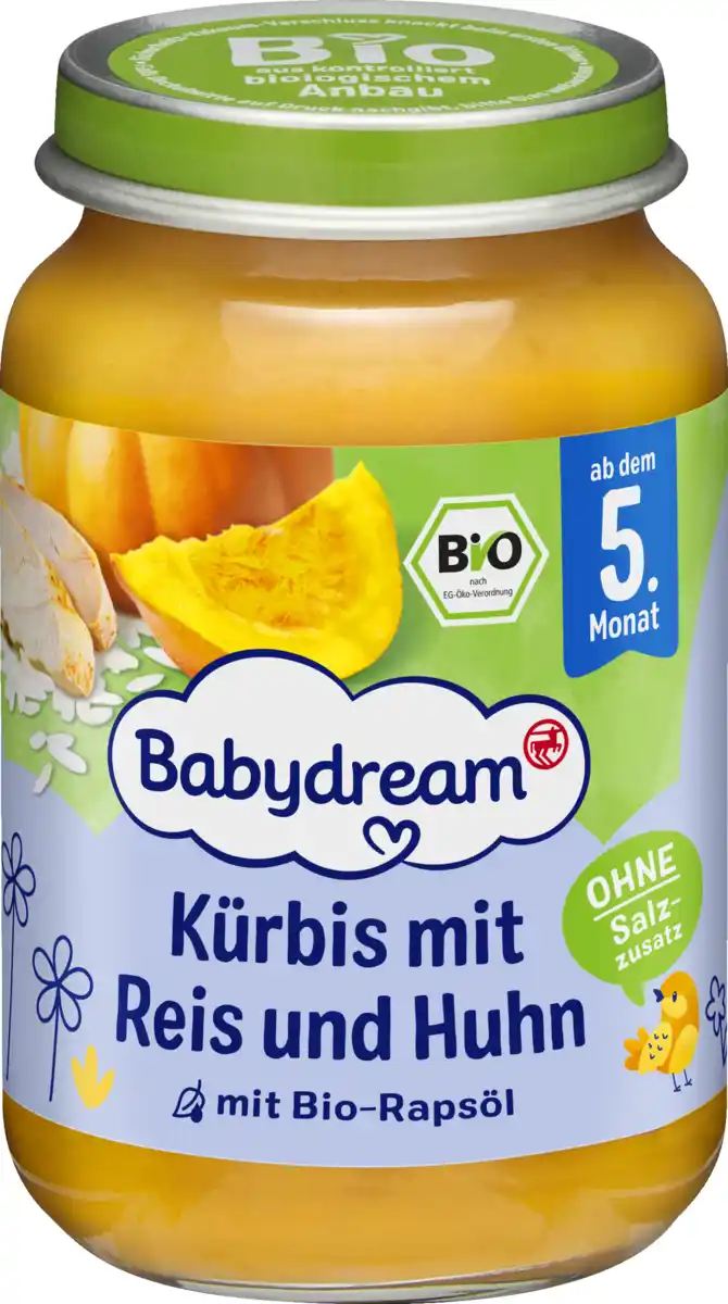 Bild 1 von Babydream Bio Kürbis mit Reis und Huhn, 190 g