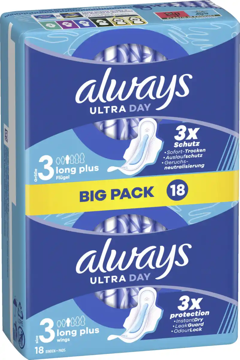 Bild 2 von Always Ultra Day Binden Long Plus mit Flügeln BigPack