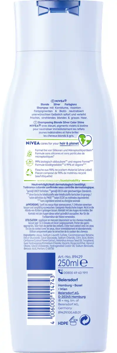Bild 2 von NIVEA Blonde Silver Farbglanz Shampoo, 250 ml