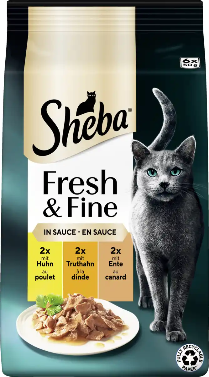 Bild 1 von Sheba Fresh & Fine Portionsbeutel Huhn, Truthahn, Ente in Sauce, 300 g