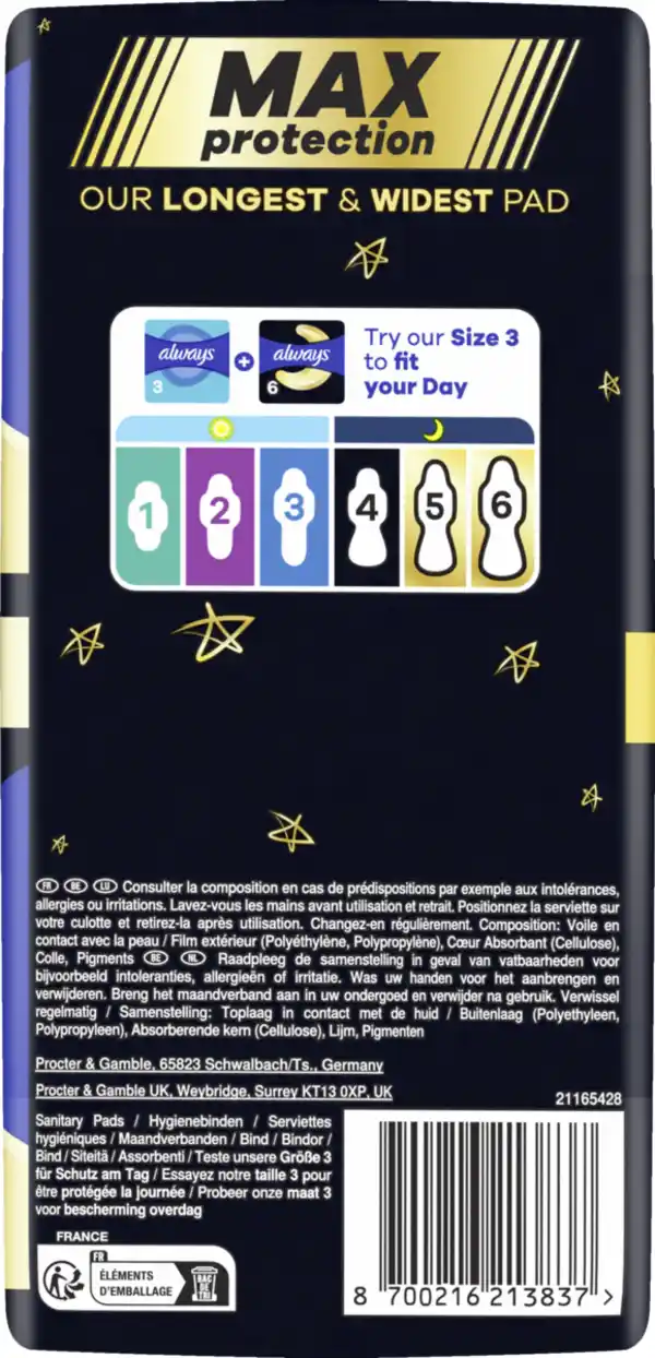 Bild 3 von Always Ultimate Night Max Protection Binde mit Flügeln BigPack