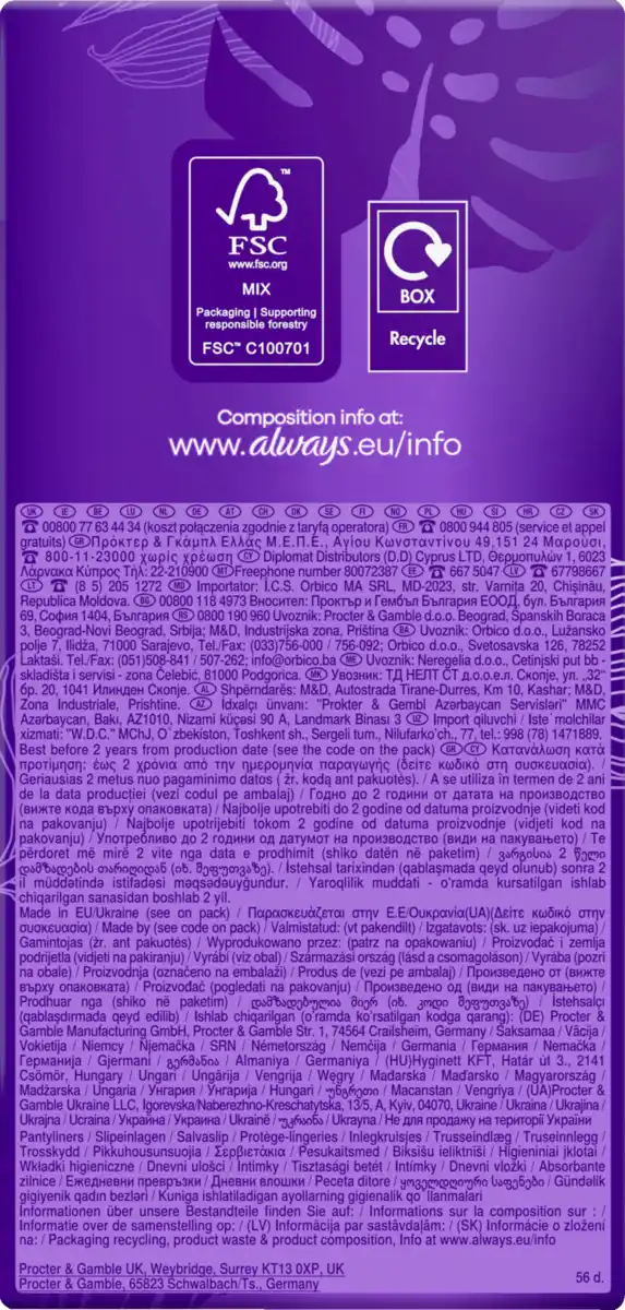 Bild 3 von Always Daily Fresh Slipeinlagen Normal ohne Duft Big Pack