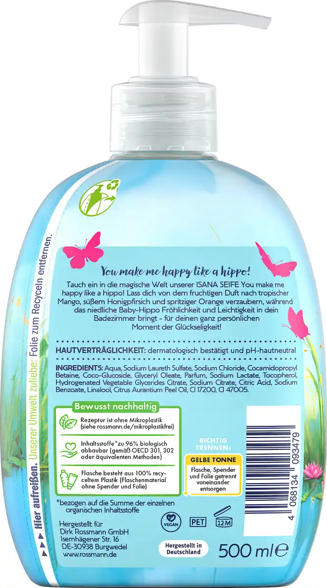 Bild 2 von ISANA Milde Seife You make me happy like a hippo, 500 ml