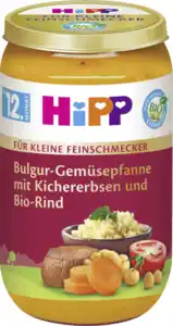 HiPP Bio Bulgur-Gemüsepfanne mit Kichererbsen und Bio-Rind, 250 g