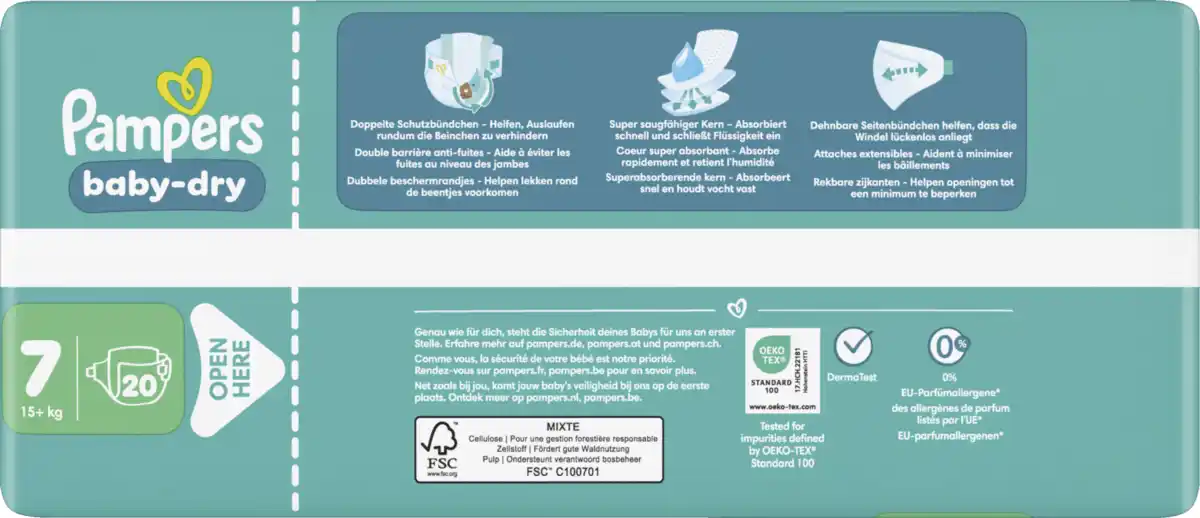 Bild 4 von Pampers Baby Dry Windeln Gr.7 Extra Large 15kg Single Pack