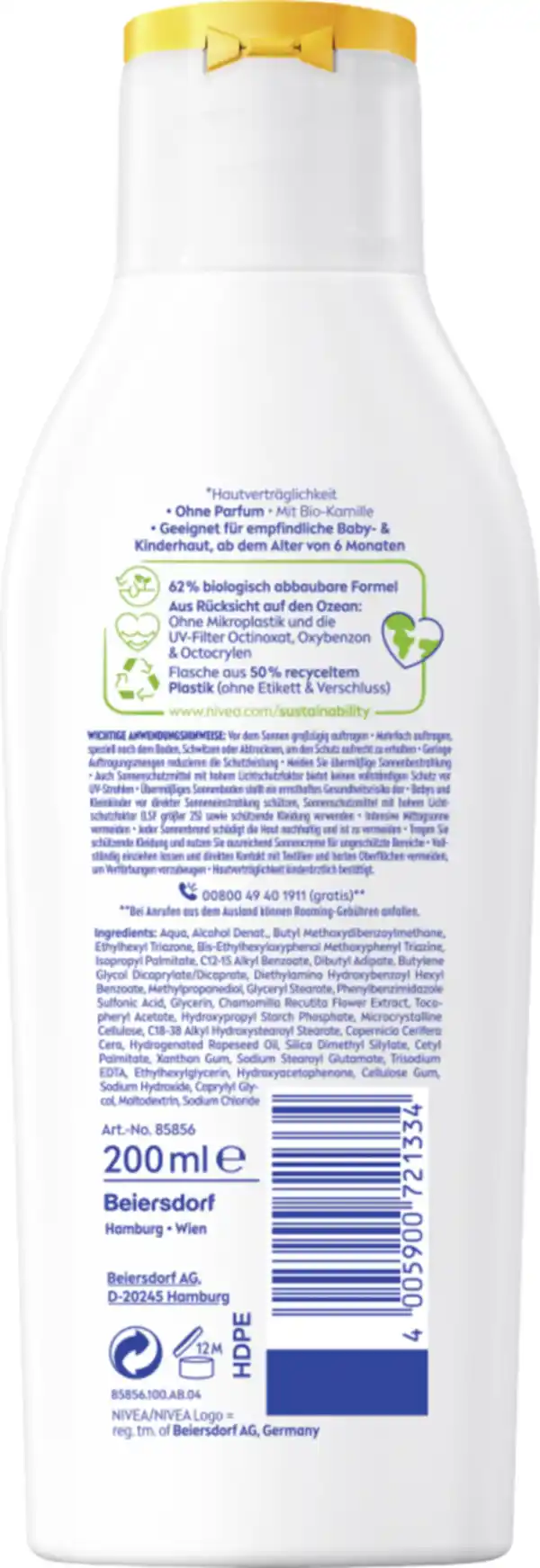 Bild 2 von NIVEA SUN Babies & Kids sensitiv Schutz Sonnenmilch LSF 50+, 200 ml