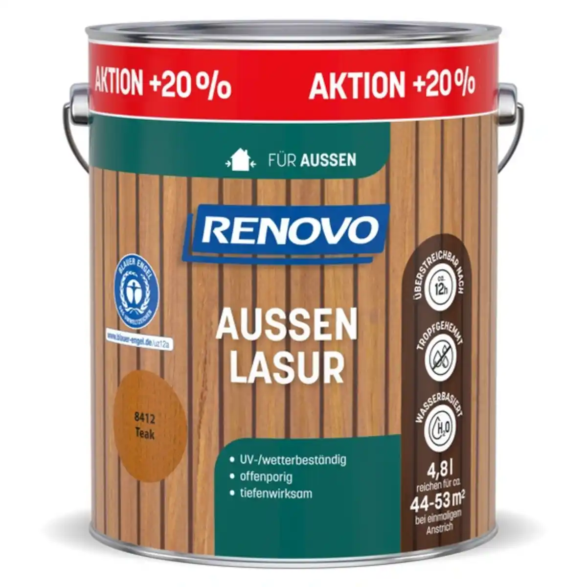 Bild 1 von RENOVO Aussenlasur, seidenglänzend, 4,8 l, teak