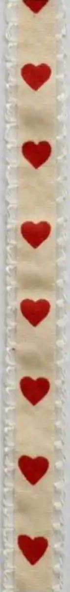 Bild 1 von DEKOWELT Geschenkband creme mit roten Herzen, 4 m
