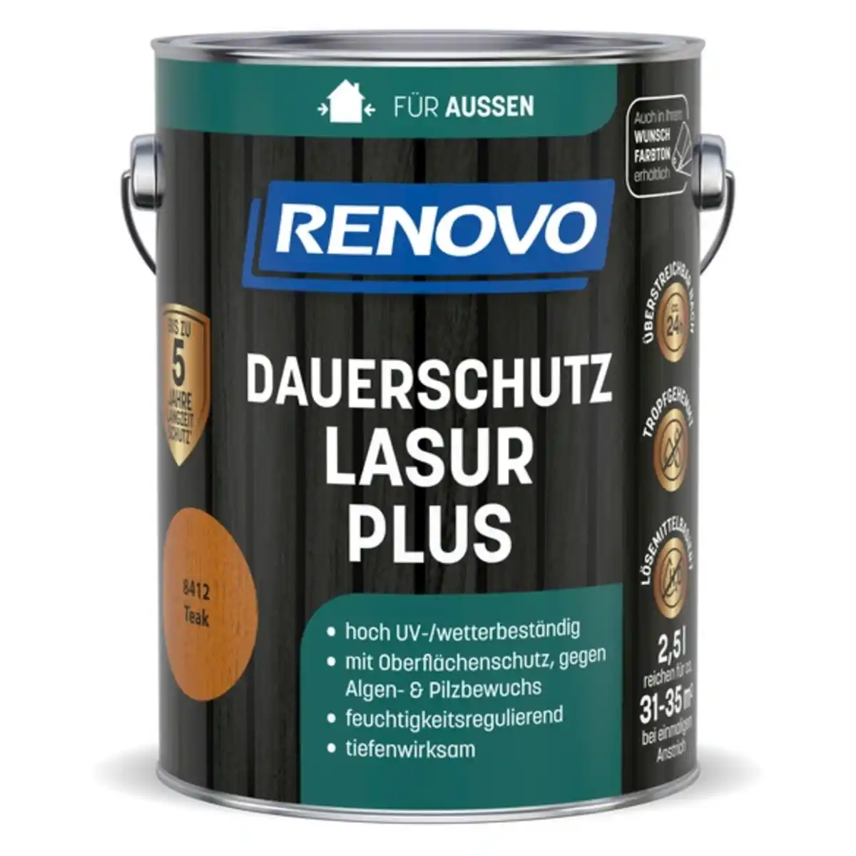 Bild 1 von RENOVO Dauerschutzlasur »PLUS«, lmh 2,5L teak 8412