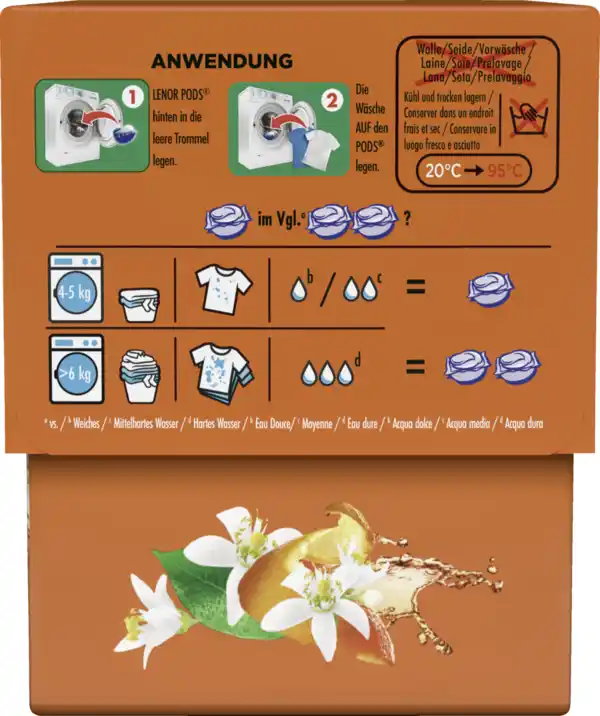 Bild 2 von Lenor Vollwaschmittel Flüssig All-in-1 Pods Orangenblüte Pfirsich 15WL, 15 WL