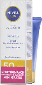 NIVEA SUN UV Gesicht Sensitiv LSF 50 + Schutz & Pflege To Go LSF 50, 100 ml