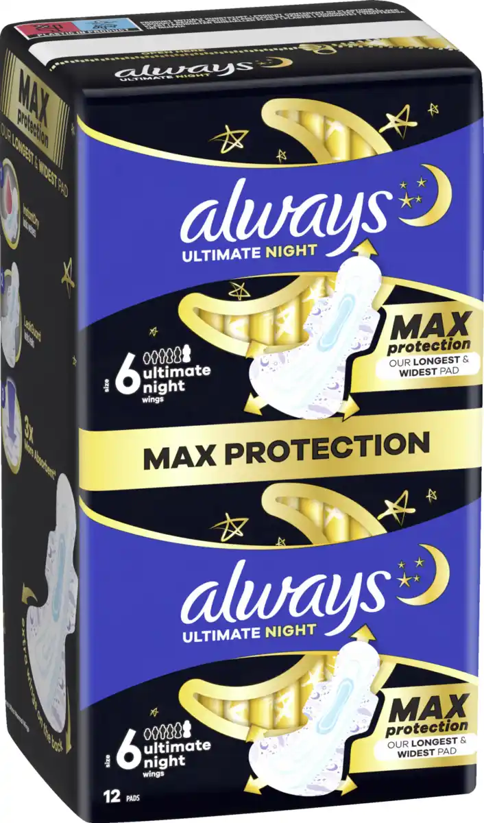 Bild 2 von Always Ultimate Night Max Protection Binde mit Flügeln BigPack