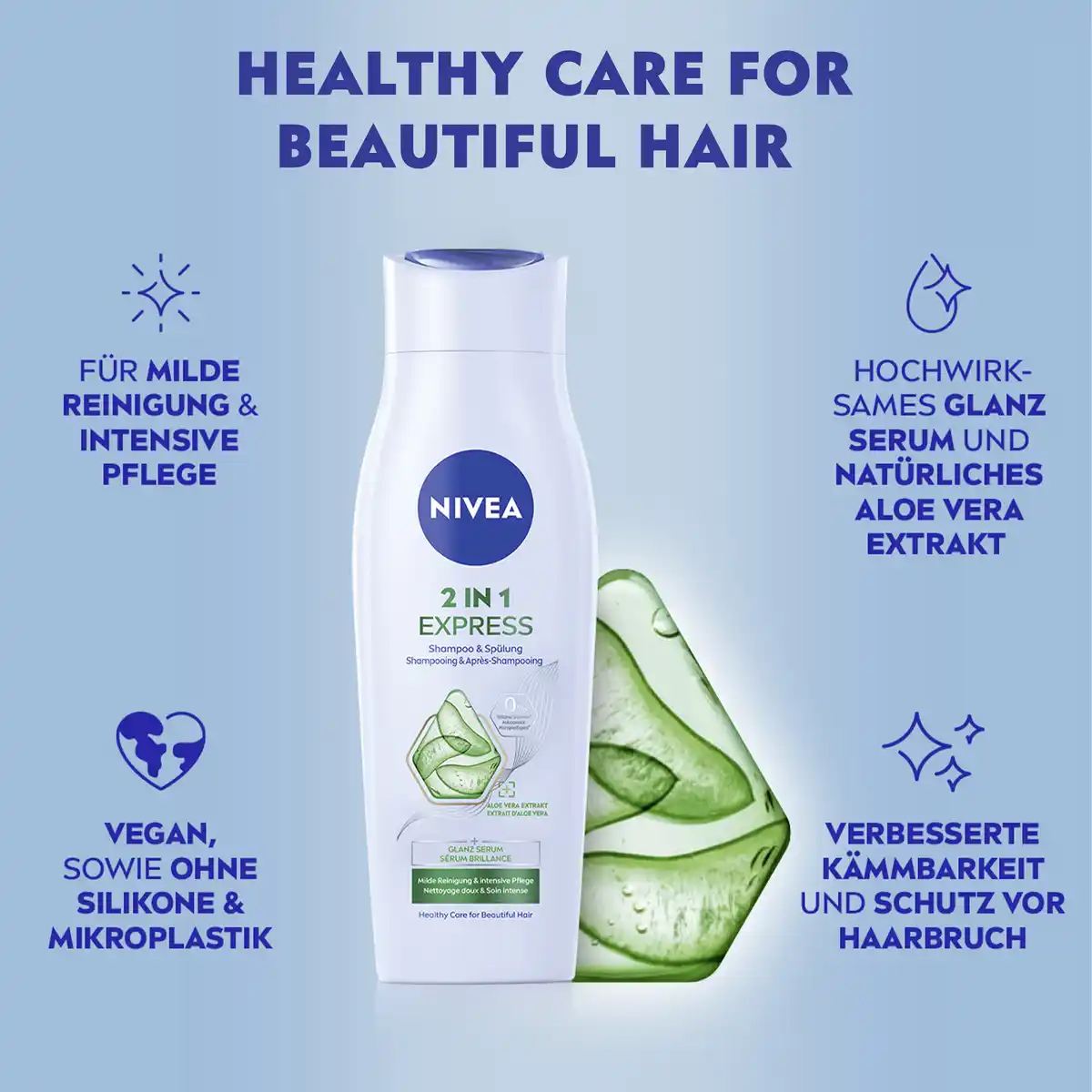 Bild 4 von NIVEA 2in1 Express Shampoo & Spülung, 250 ml
