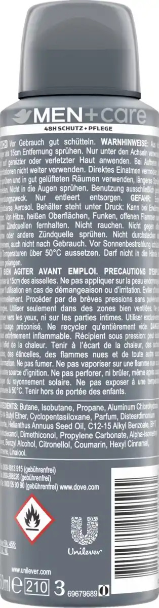 Bild 2 von Dove Men+Care Anti-Transpirant Spray Clean Comfort, 150 ml