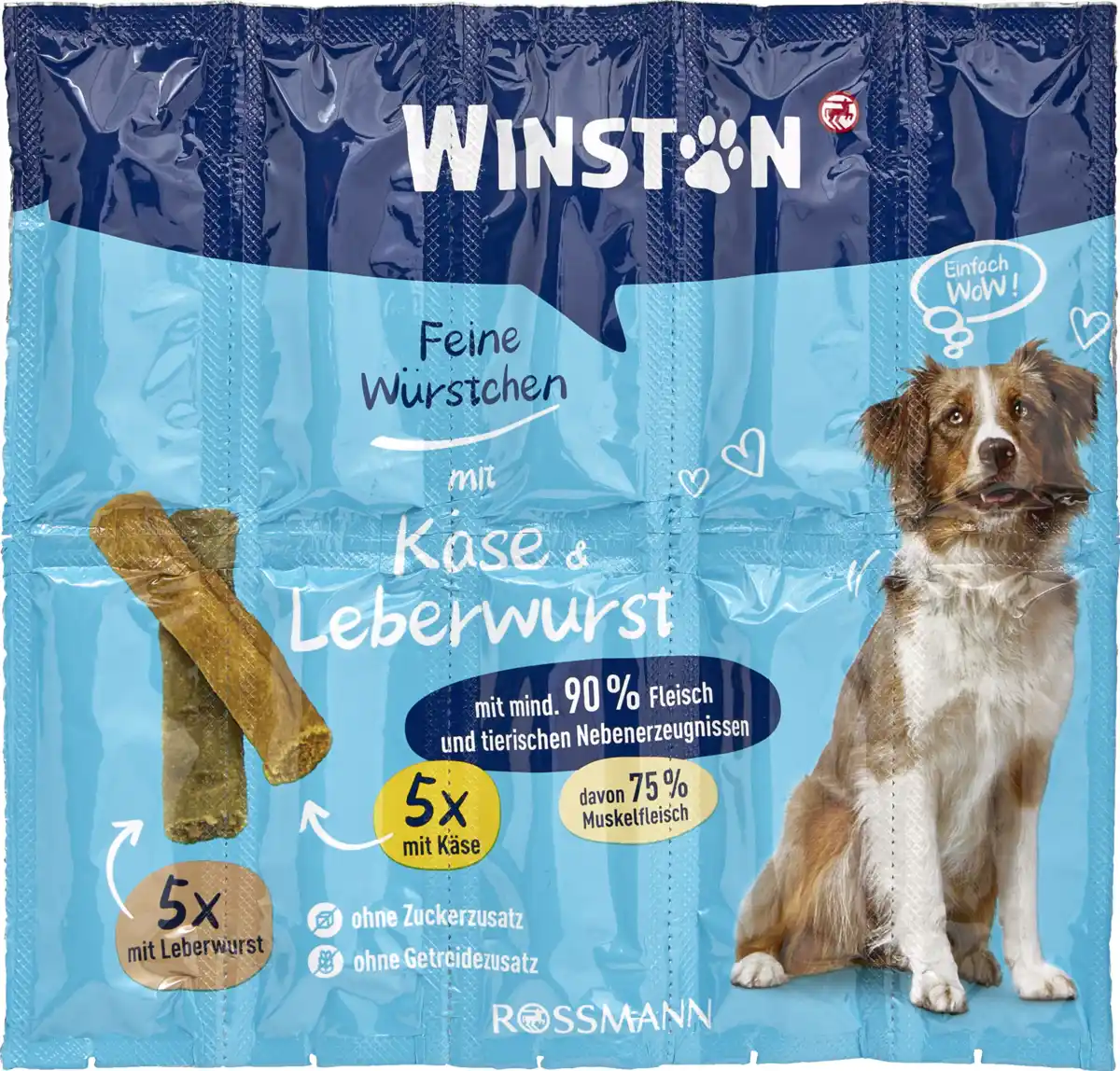 Bild 1 von Winston Feine Würstchen 5x mit Käse, 5x mit Leberwurst, 40 g