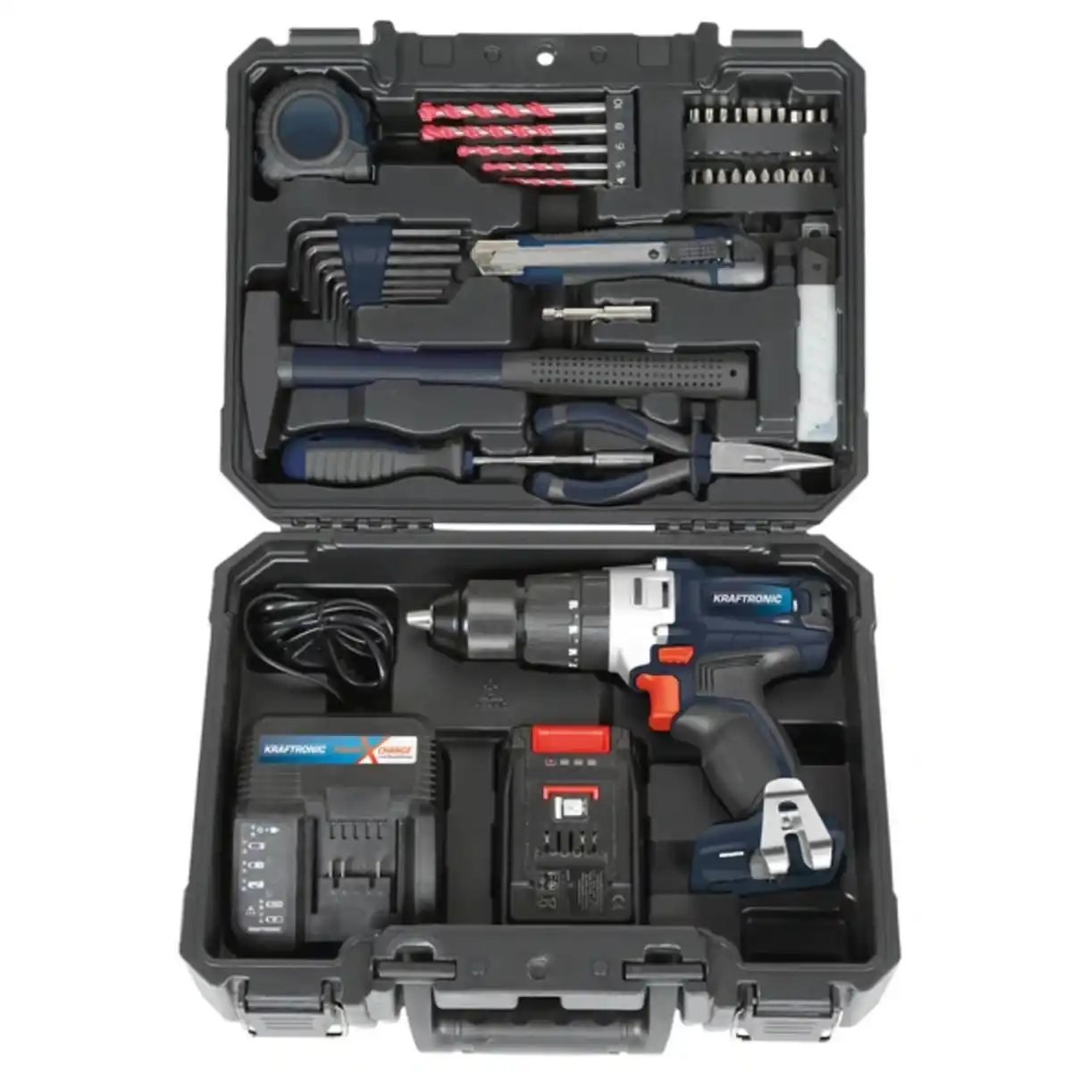 Bild 1 von KRAFTRONIC Akku-Schlagbohrschrauber »KT-ASB 18 Set«, Mobile Werkstatt, 60-teilig, 2,5 Ah PXC Akku, inkl. Koffer