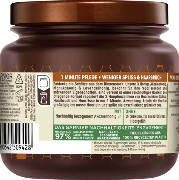 Bild 2 von Garnier Wahre Schätze Haarkur 1-Minute Honig Schätze Strapaziertes & Brüchiges Haar, 340 ml