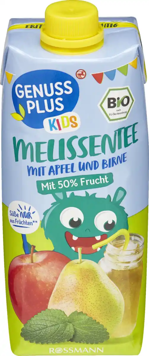 Bild 1 von GENUSS PLUS KIDS Bio Melissentee mit Apfel und Birne, 0,5 L
