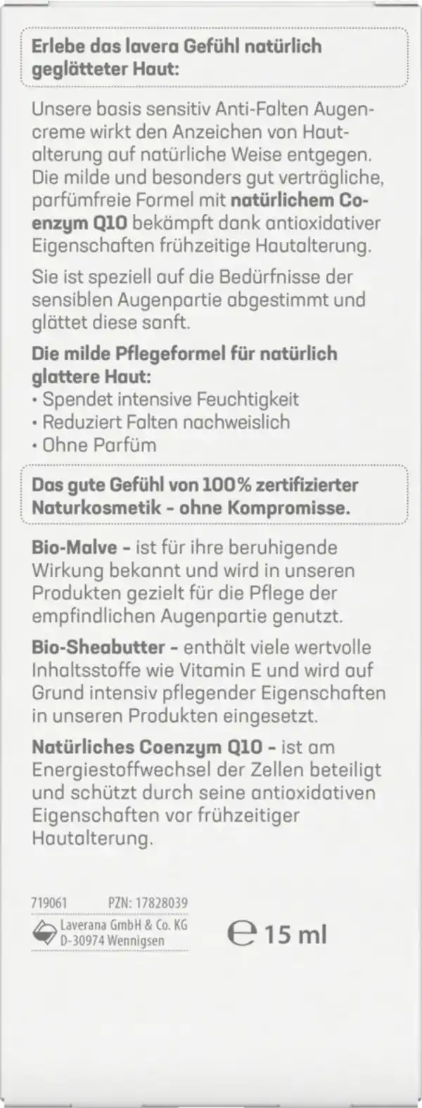 Bild 3 von lavera basis sensitiv Anti-Falten Augencreme, 15 ml