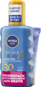 NIVEA SUN Schutz & Bräune Sonnenspray LSF 30 + Schutz & Pflege Kids To Go, 250 ml