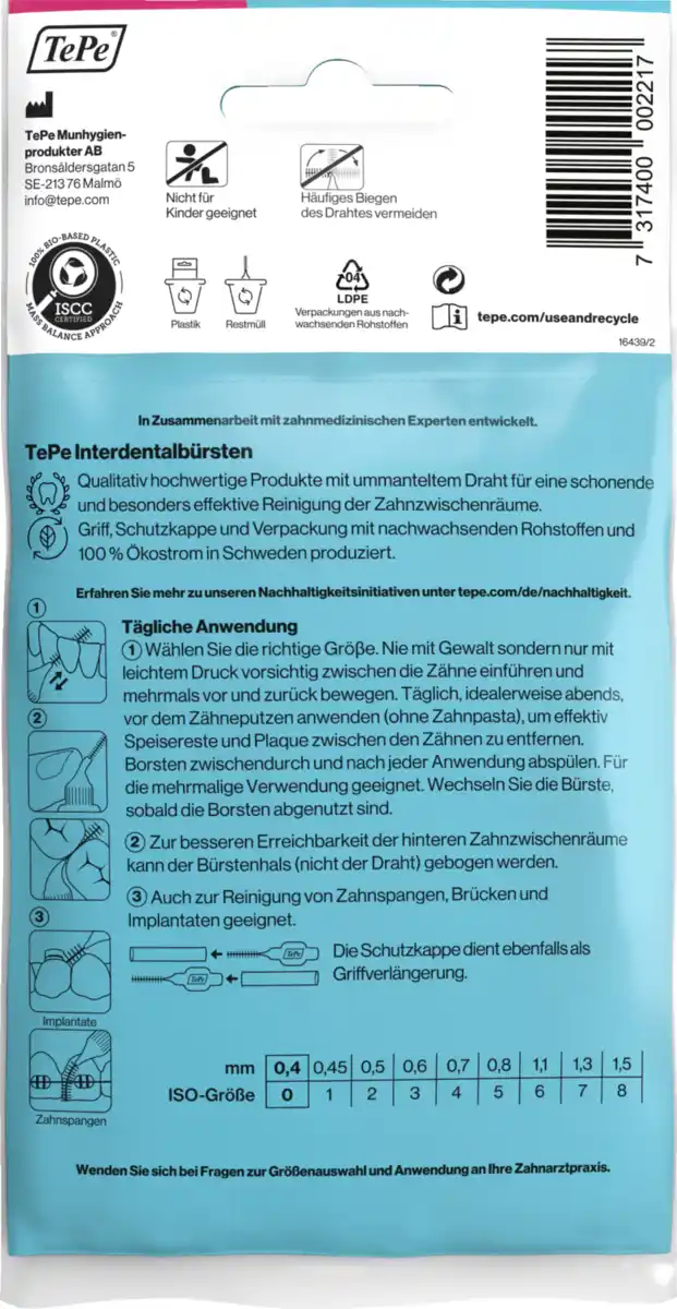 Bild 2 von TePe Interdentalbürsten Pink, ISO 0, 0,4 mm, 8 Stück