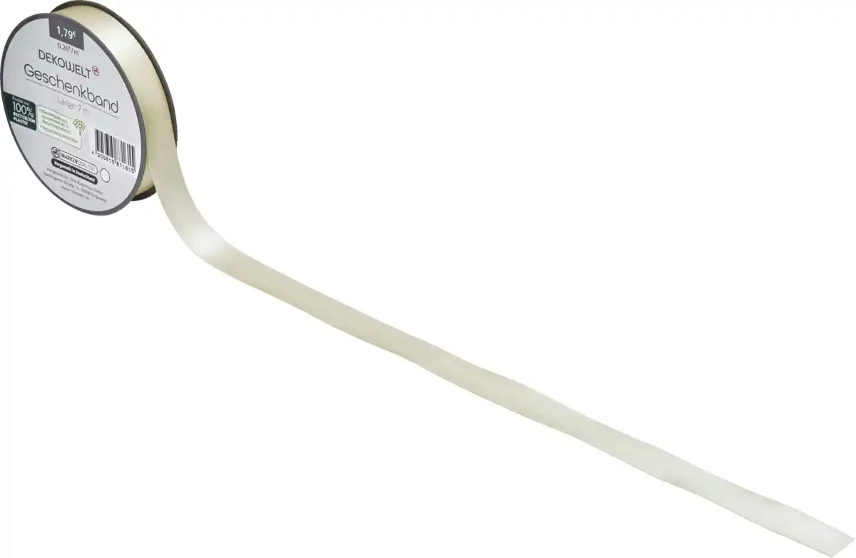 Bild 2 von DEKOWELT Geschenkband Doppelsatin creme, 7 m