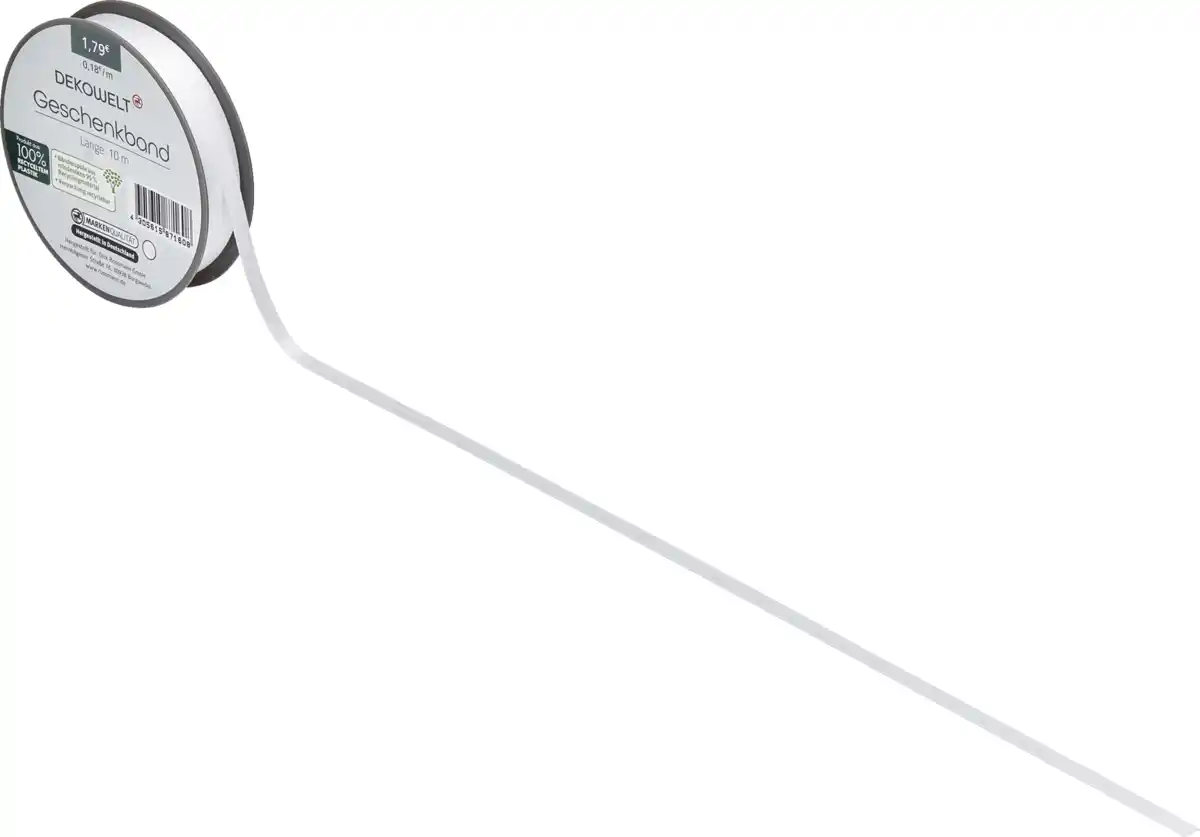 Bild 2 von DEKOWELT Geschenkband Doppelsatin weiß, 10 m
