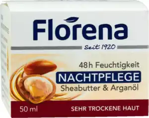 Florena 48 h Feuchtigkeit Nachtpflege Sheabutter & Arganöl, 50 ml