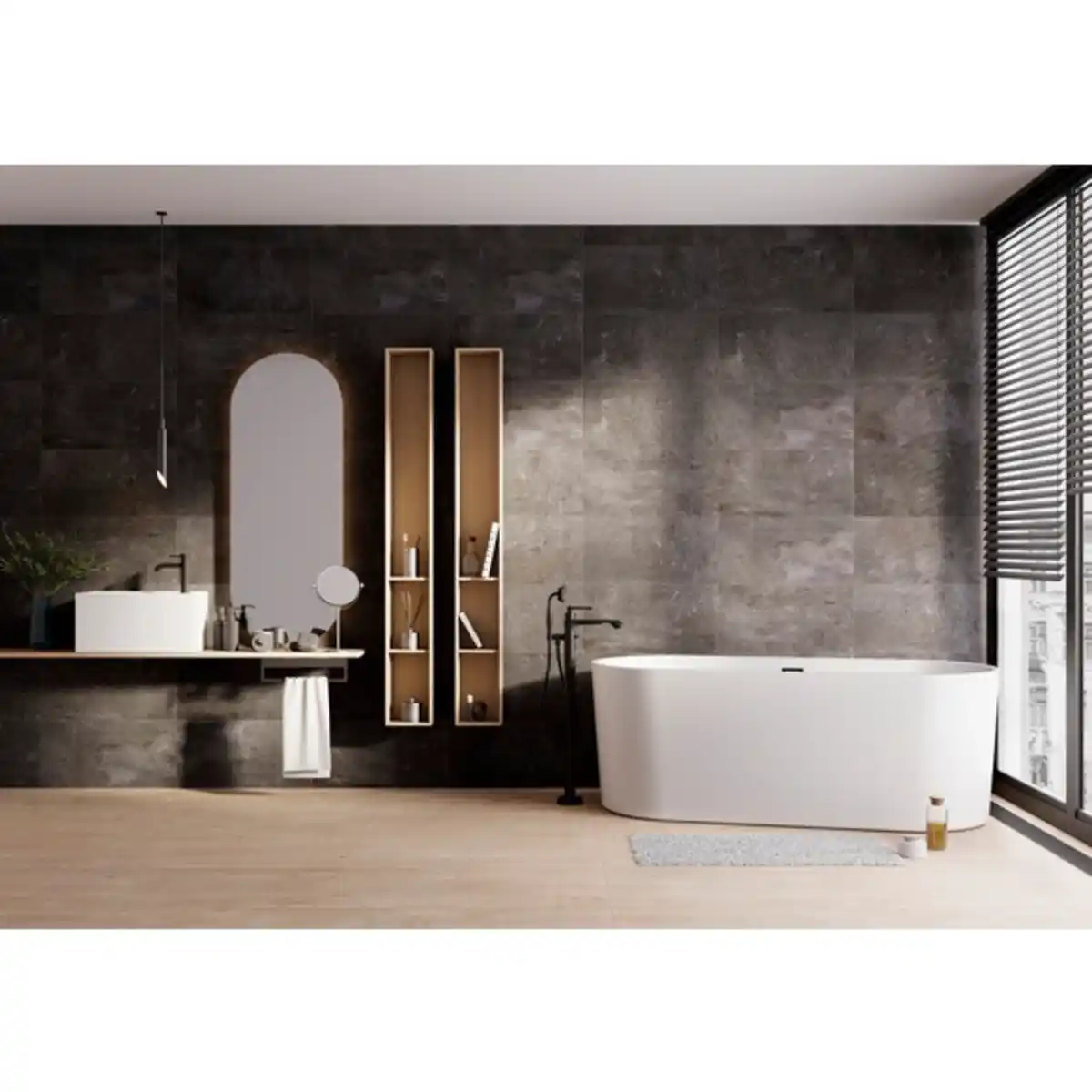 Bild 2 von Feinsteinzeugfliese »Softcement«, Feinsteinzeug Softcement black - 30x60x0,8 cm