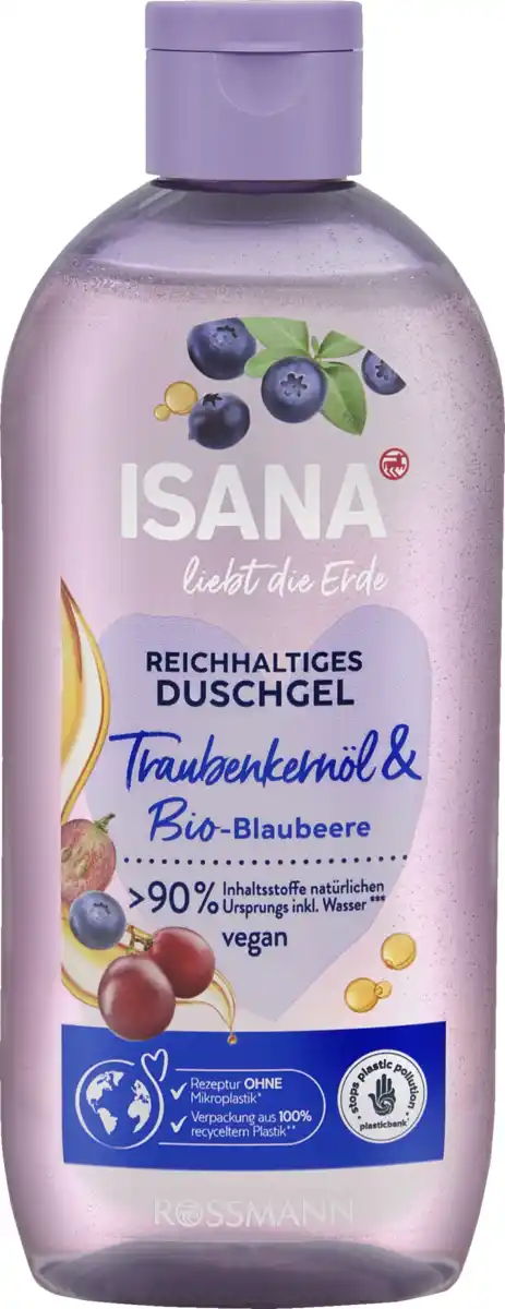 Bild 1 von ISANA liebt die Erde Duschgel Traubenkernöl & Bio Blaubeere, 250 ml