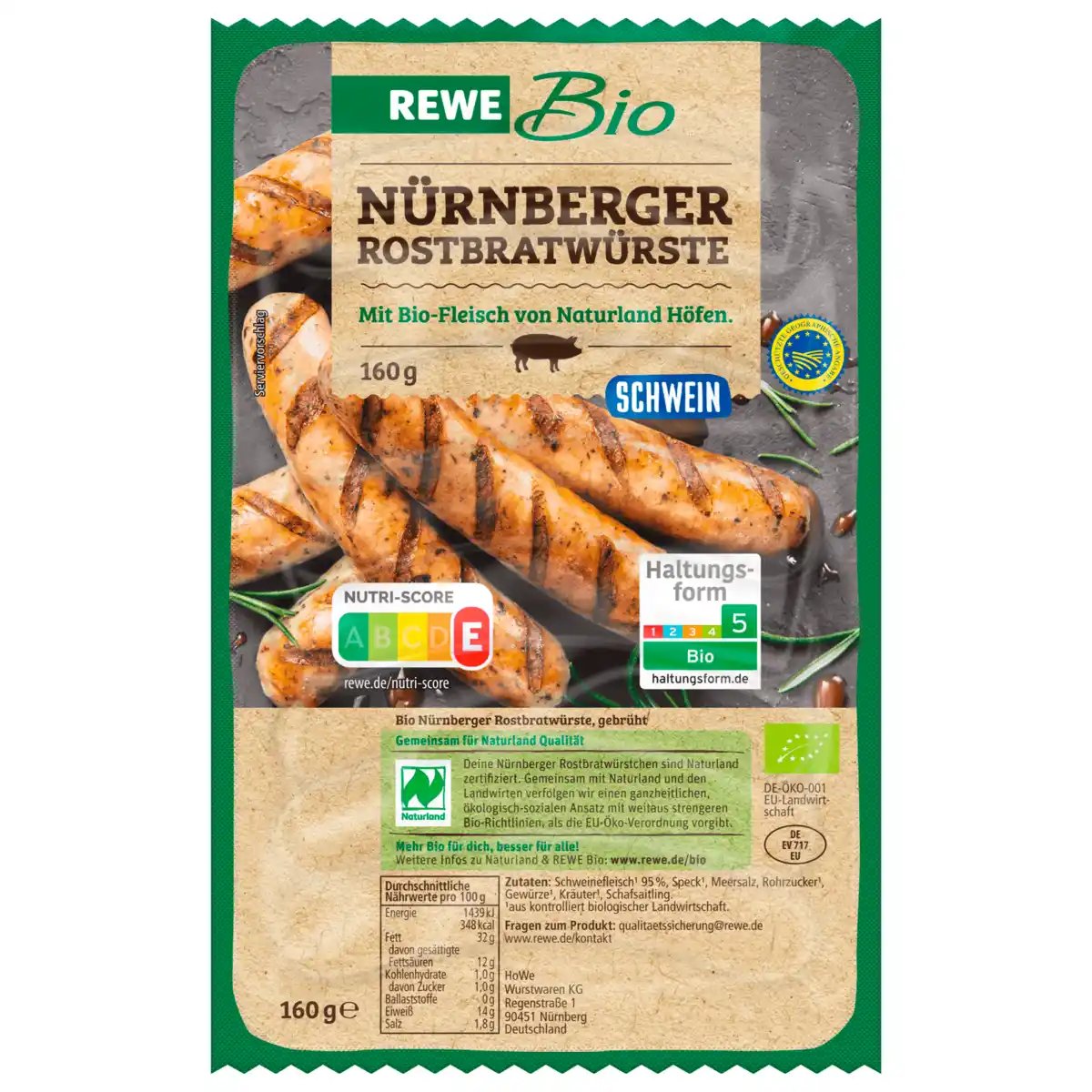 Bild 1 von REWE Bio Original Nürnberger Rostbratwürstchen 160g