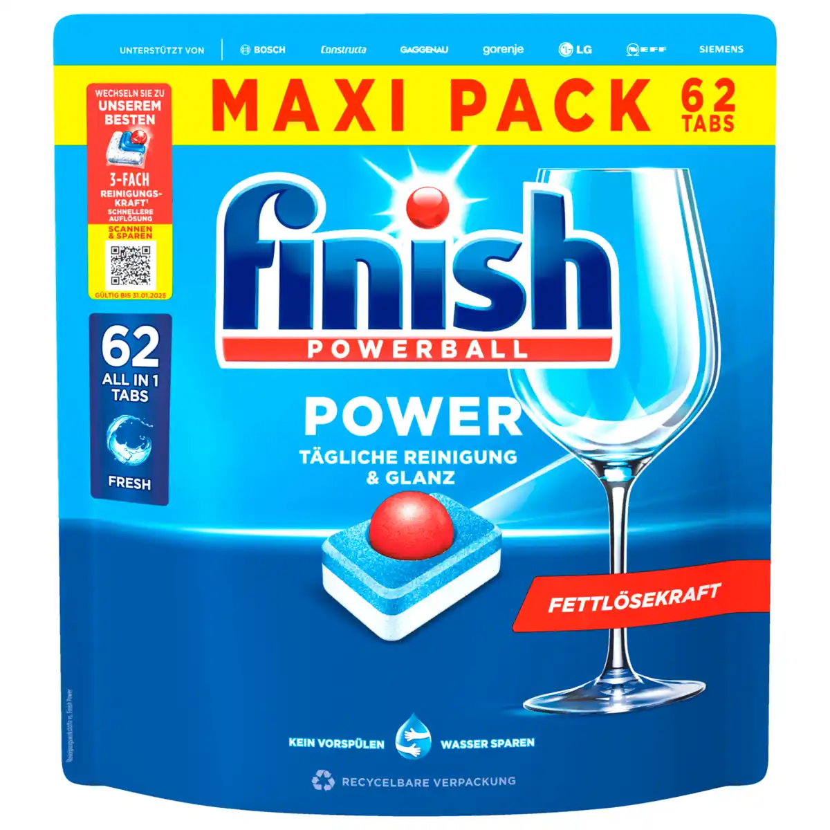 Bild 1 von Finish Power All in 1 Spülmaschinentabs Maxi Pack 62 Tabs