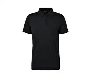 Poloshirt mit Merinowolle, schwarz