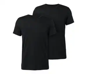 2 T-Shirts mit Merinowolle, schwarz