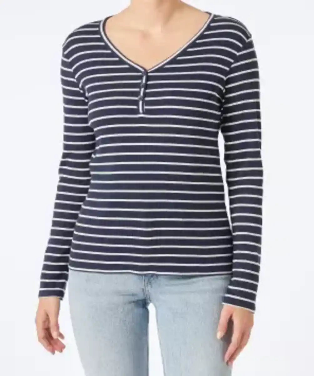 Bild 1 von Gestreiftes Langarmshirt, dunkelblau/weiß