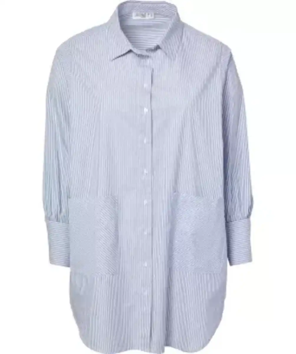 Bild 1 von Bluse mit langen Ärmeln, hellblau/weiß