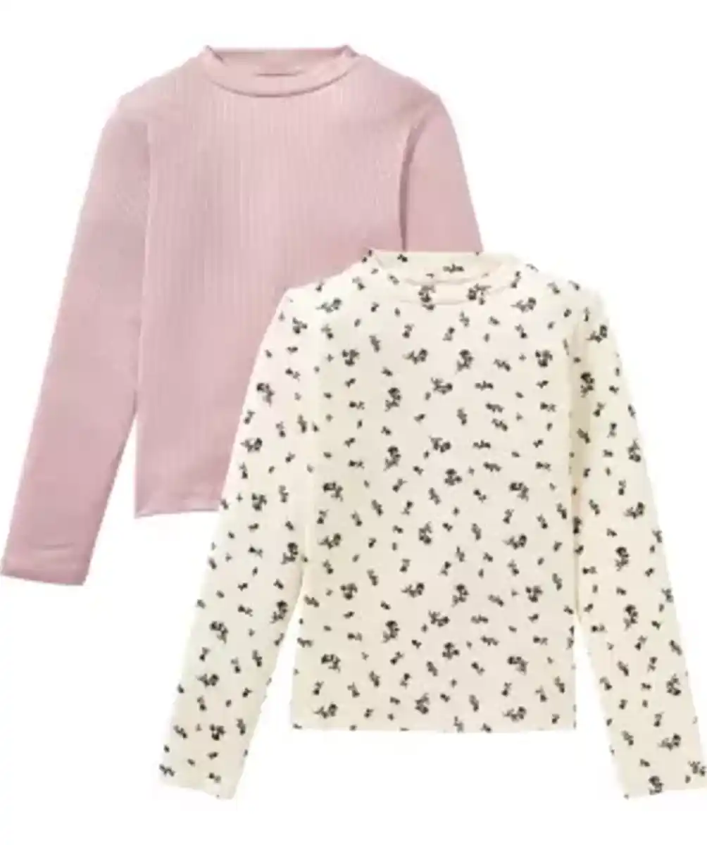 Bild 1 von Gerippte Langarmshirts, rosa/weiß