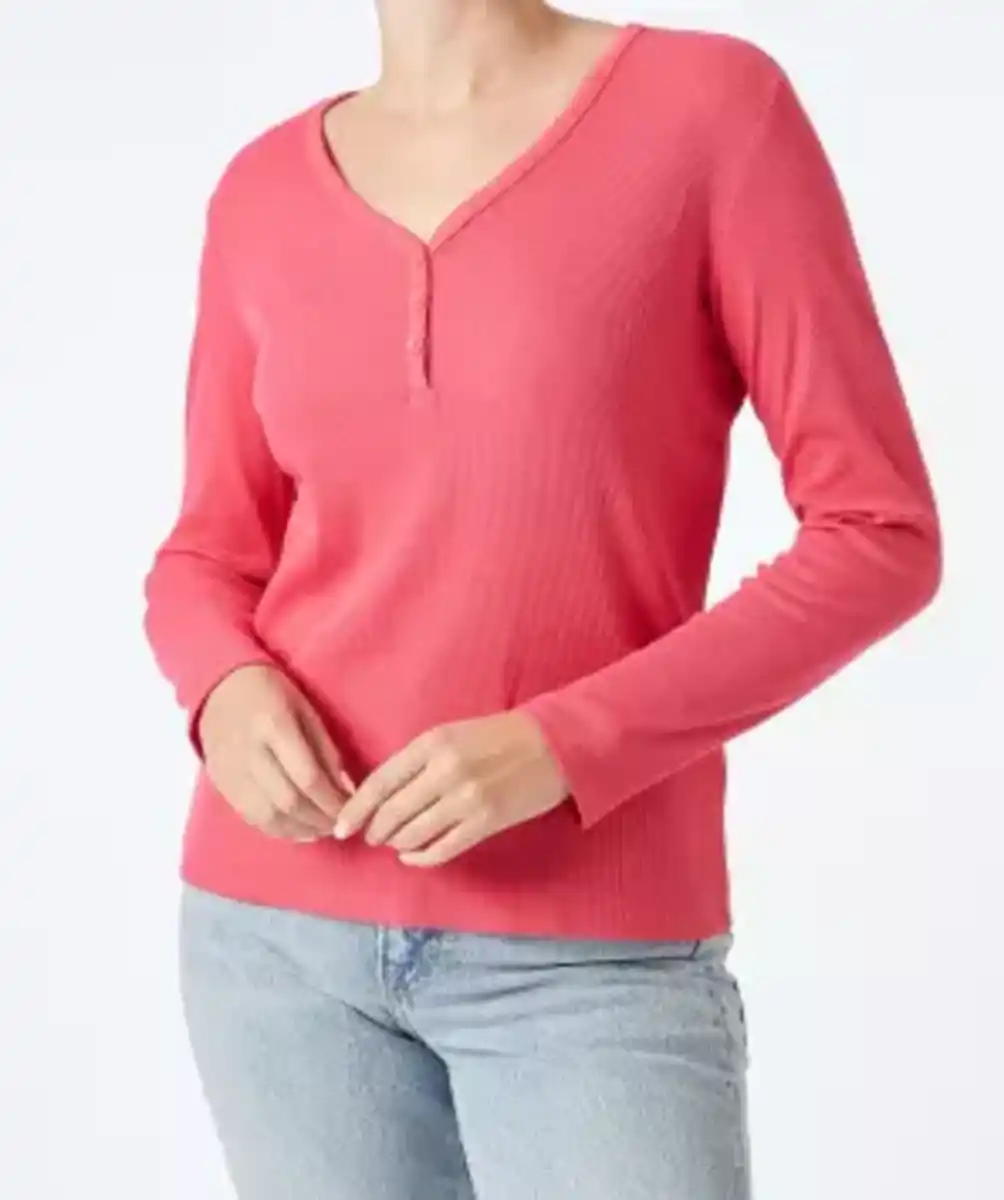 Bild 1 von Geripptes Langarmshirt, pink melange