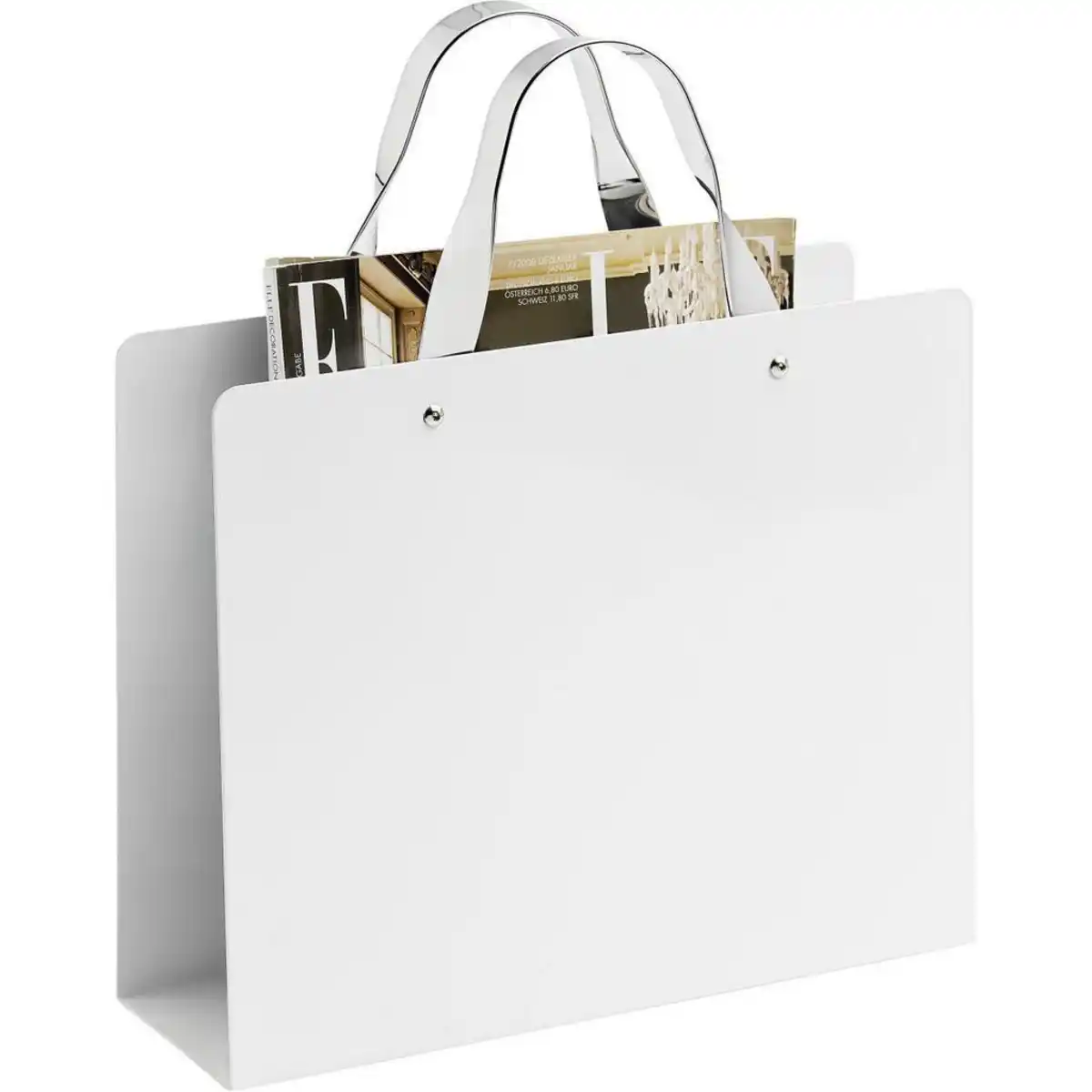 Bild 1 von Boxxx Zeitungsständer, Weiß, Chrom, Metall, 30x25x35.3 cm, Tragegriffe, Ordnen & Aufbewahren, Zeitungsständer