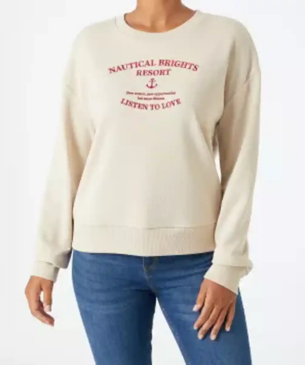 Bild 1 von Sweatpullover mit Schriftzug, naturfarben