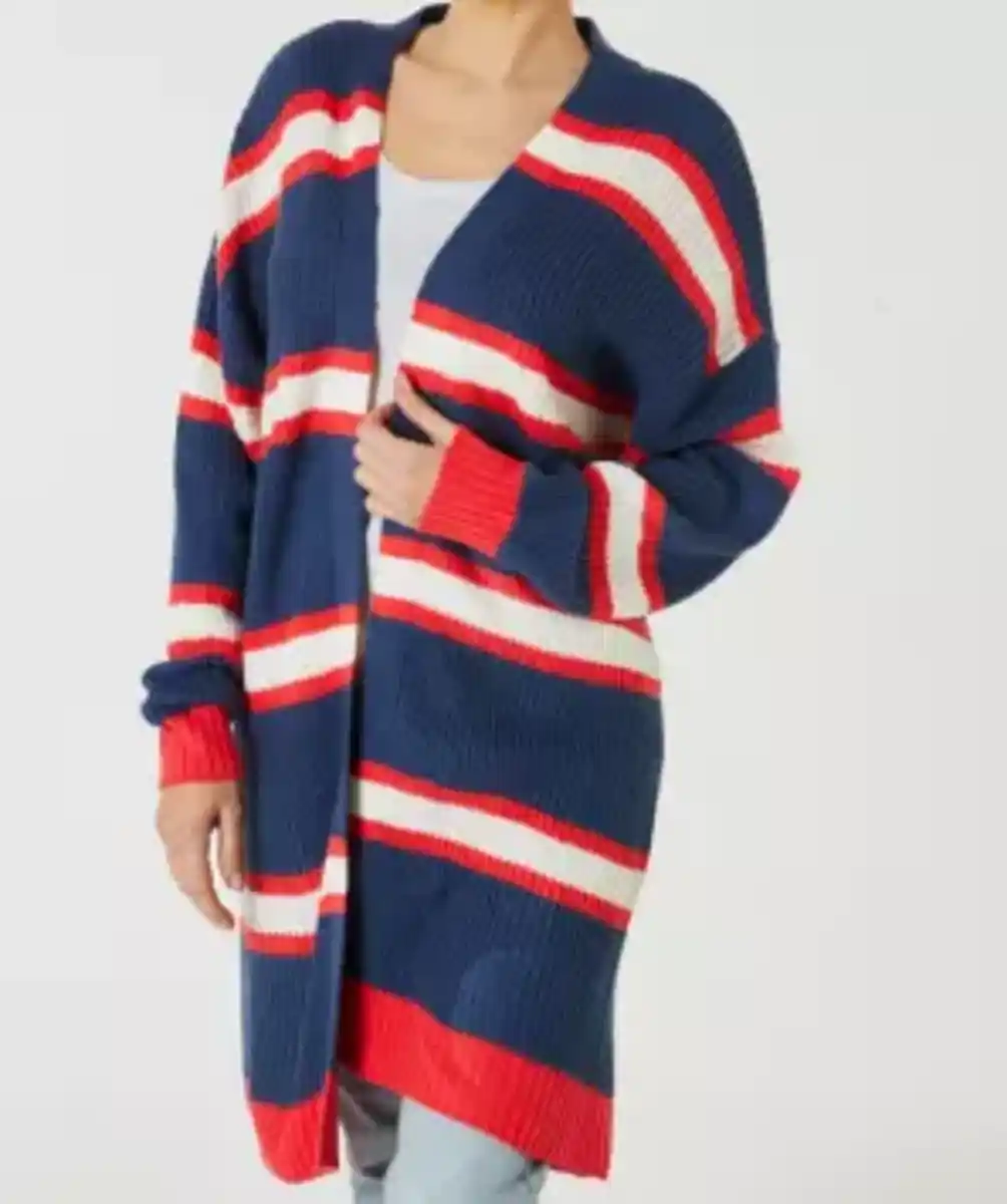 Bild 1 von Lang geschnittener Cardigan, blau gestreift