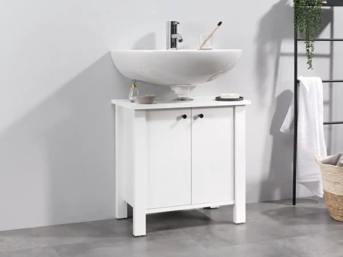 Bild 2 von LIVARNO home Waschbeckenunterschrank »Stockholm« Landhaus, weiß