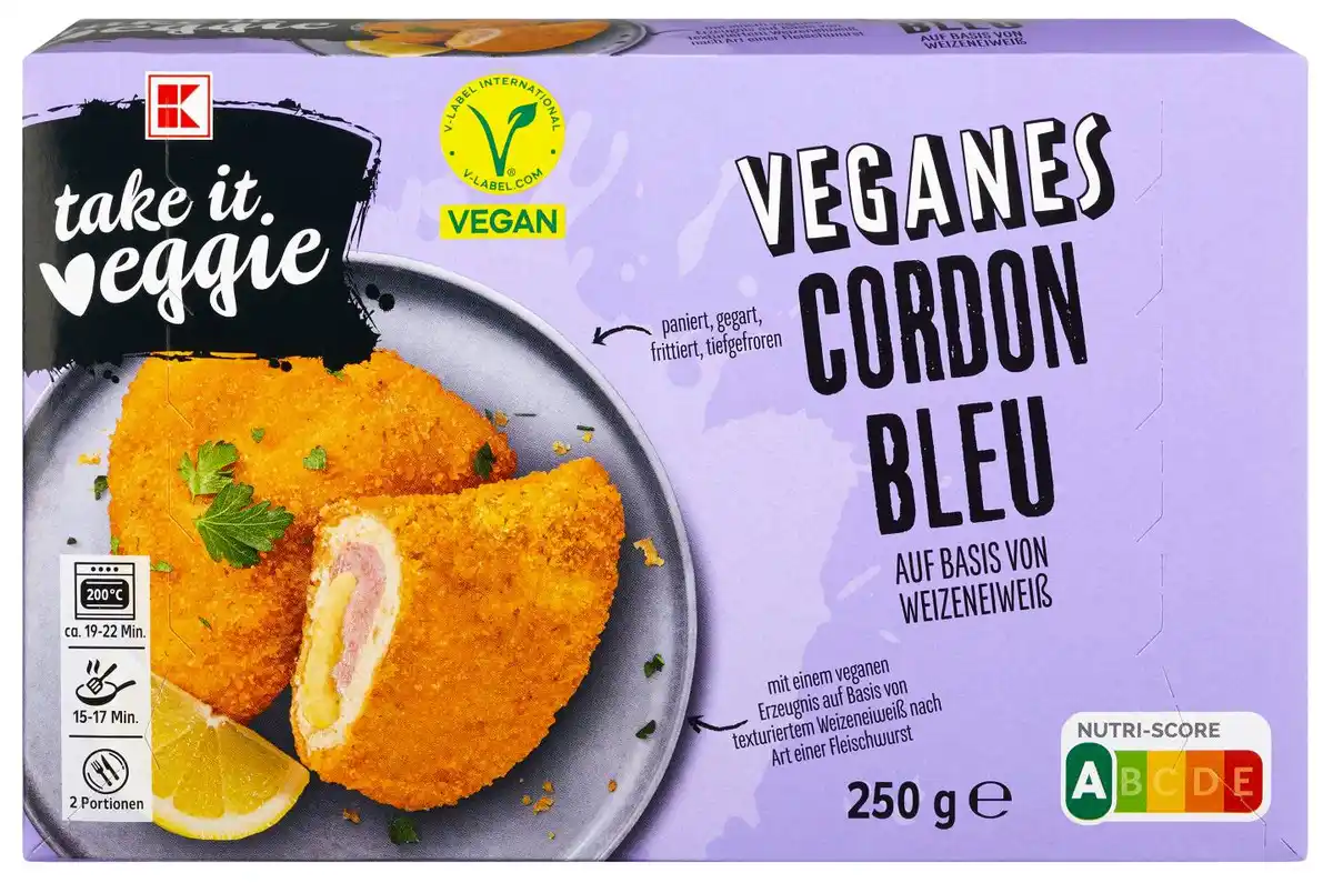 Bild 1 von K-TAKE IT VEGGIE Veganes Cordon Bleu, 250-g-Packg.