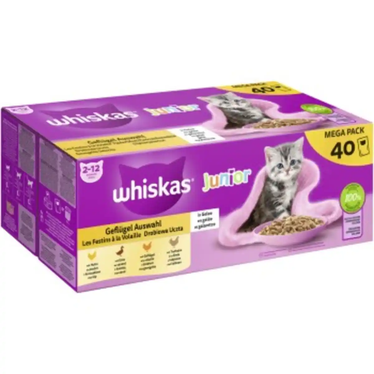 Bild 1 von Whiskas Portionsbeutel Multipack Mega Pack Junior Geflügel Auswahl in Gelee 40x85 g