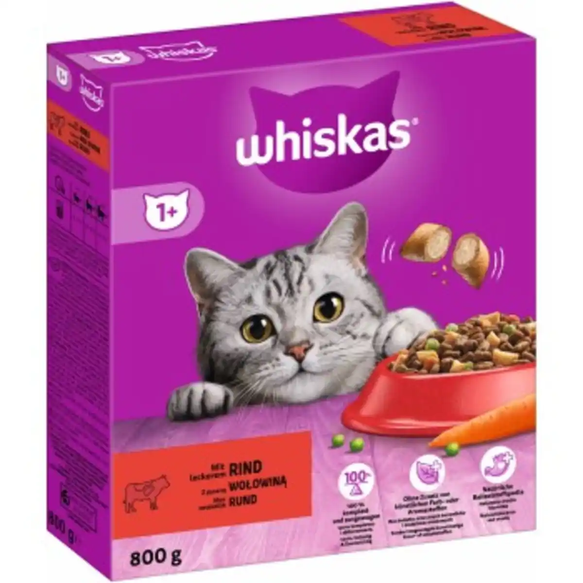 Bild 1 von Whiskas 1+ Adult Trockenfutter 800g Rind